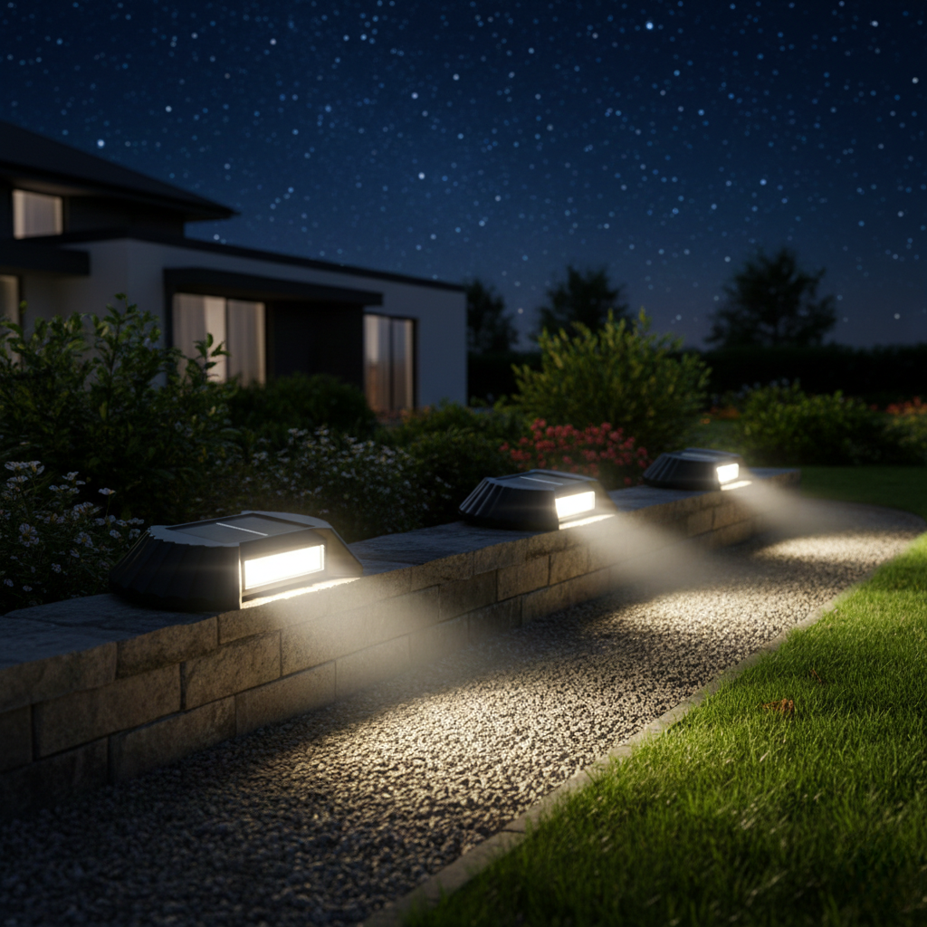 SolarPath: Pack 4 Luces Solares LED para Pared Exterior | Sensor Automático IP65 Resistente al Agua