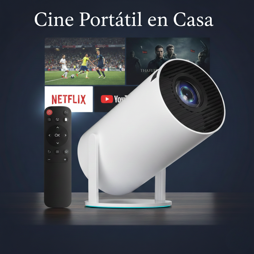 FanLight Ceiling: Proyector Inteligente Portátil 4K WiFi 6 Android TV 11.0 (130")