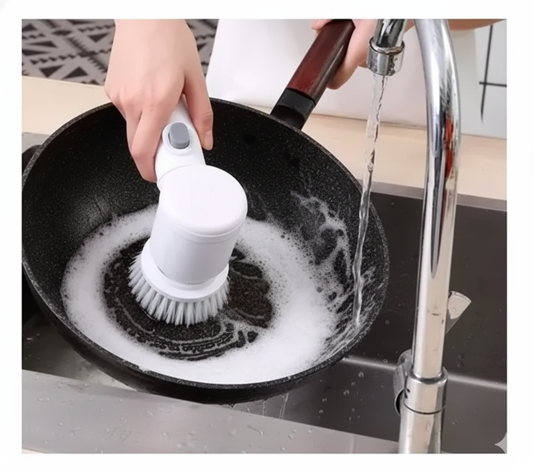 SpinBrush 360°: Cepillo Eléctrico de Limpieza Multifunción USB Recargable | 5 Cabezales Intercambiables