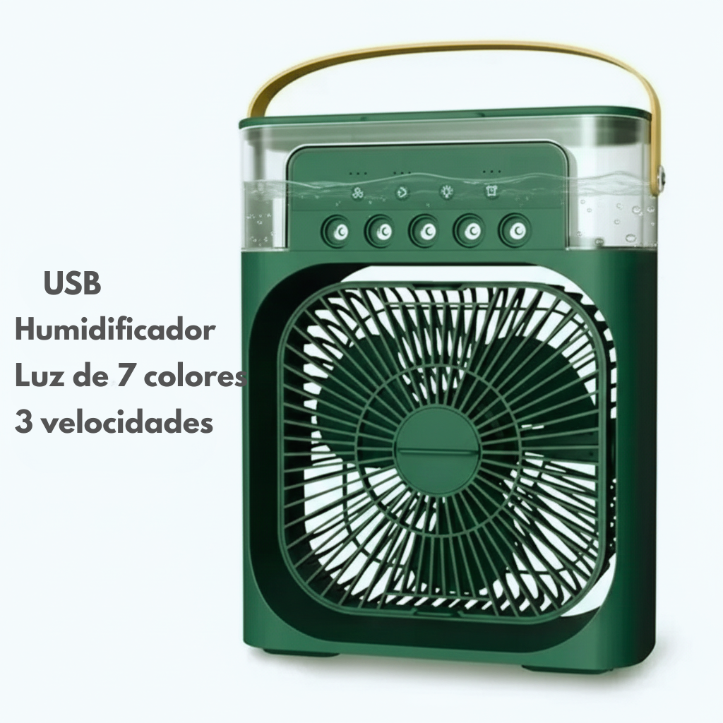CoolMist Mini: Ventilador Portátil 3 en 1 con Humidificador y Luz LED | USB Recargable 600ml