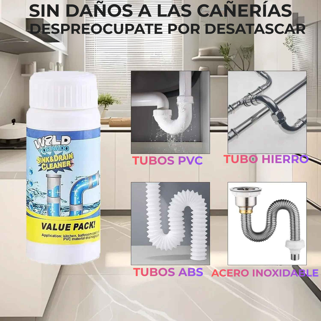 Wild Tornado - Polvo Destapador de Cañerías Power Pack 💥🚰